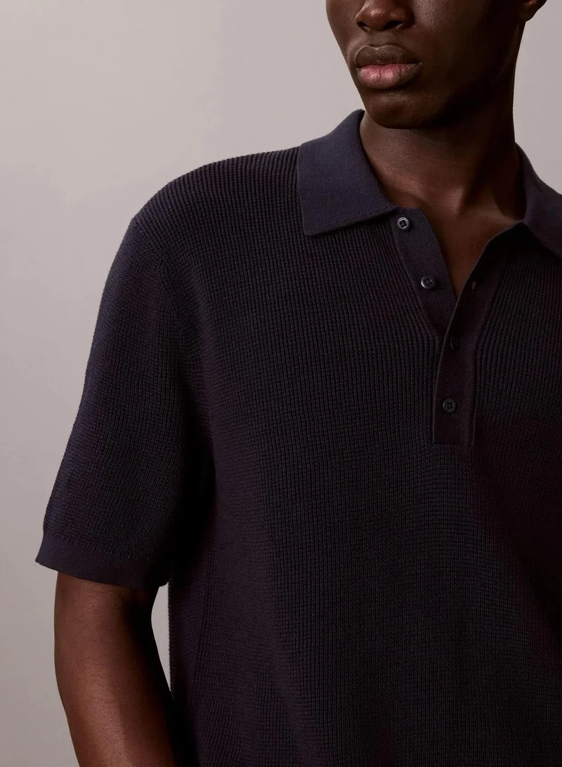 Calvin Klein Cotton Waffle Knit Polo Shirt