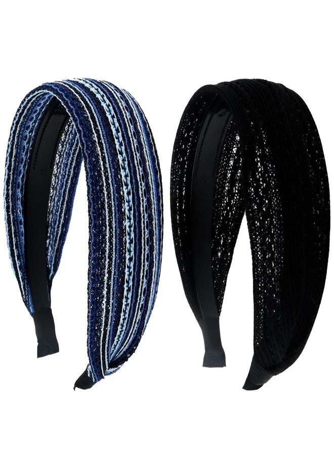 ACO-UINT 2 Pack Headbands for Women, Wide Headbands Large Head Bands for Women's Hair, Non-slip Thick Head Bands with Teeth Fashion Hairbands Hair Accessories for Women - Image 1