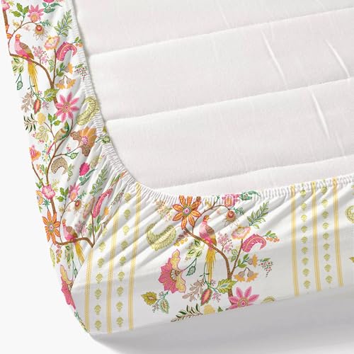 Dreamscape 100% Cotton King Fitted Floral Bedsheet With 2 Pillow Covers - (Size 72 x 78 inches, 200 TC, Colour - Pink: Rose Pink) - Image 5