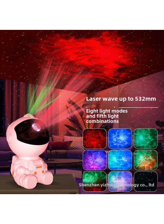 Astronaut Sitting Posture Starry Sky Projection Lamp Starry Atmosphere Table Lamps Star Astronaut Laser Nebula Lamp-Power Supply:5W-Light Color:White - Backpack Xiaoyu (english And Other 6 Languages Instructions) - Image 1