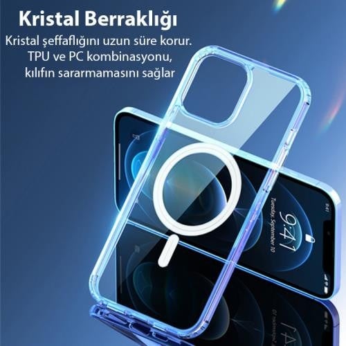 Strong Magsafe Non-Yellow Crystal Transparent Apple iPhone 15 Pro Case Fingerprint-Free TPU+PC Case