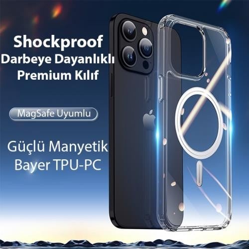 Strong Magsafe Non-Yellow Crystal Transparent Apple iPhone 15 Pro Case Fingerprint-Free TPU+PC Case