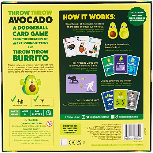 Exploding Kittens Throw Throw Avocado 2-6 Players - Ages 7+ - 15 Minutes to Play - Dodgeball Card Game - Party Game, Family Game Night, Kid and Adult Card Game - Image 5