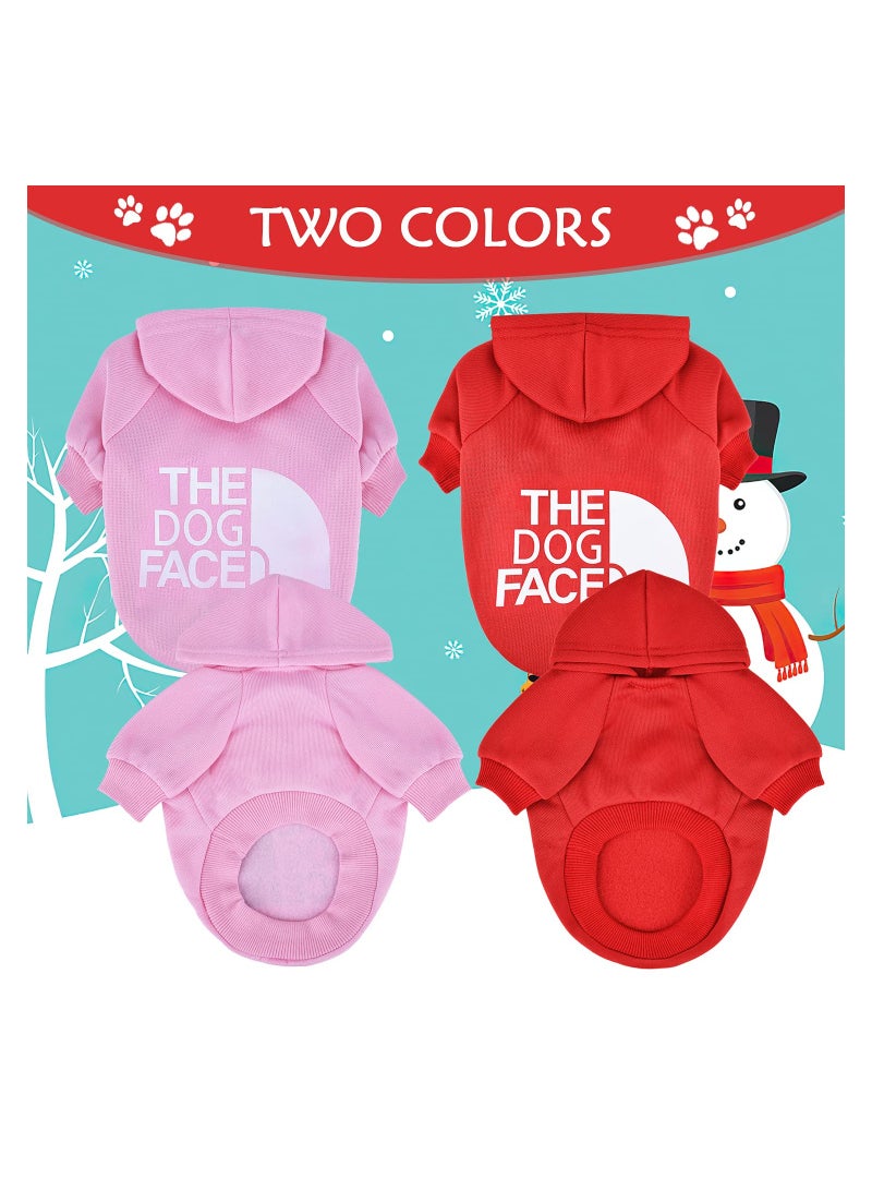 2-Pack Dog Hoodies for Small Dogs - lovely Pink & Red Sweatshirts for Puppies, Chihuahuas & Cats, Medium Size Apparel - Image 2