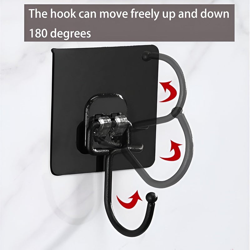 Vajin Adhesive Hooks Pack of 10 Adhesive Bathroom Large Hooks No Drilling Black Wall Hooks Waterproof Hooks Multipurpose Hooks Hanger for Ceiling Kitchen Bathroom Wall - Image 4