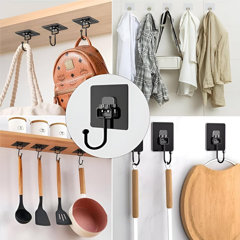 Vajin Adhesive Hooks Pack of 10 Adhesive Bathroom Large Hooks No Drilling Black Wall Hooks Waterproof Hooks Multipurpose Hooks Hanger for Ceiling Kitchen Bathroom Wall - Image 5