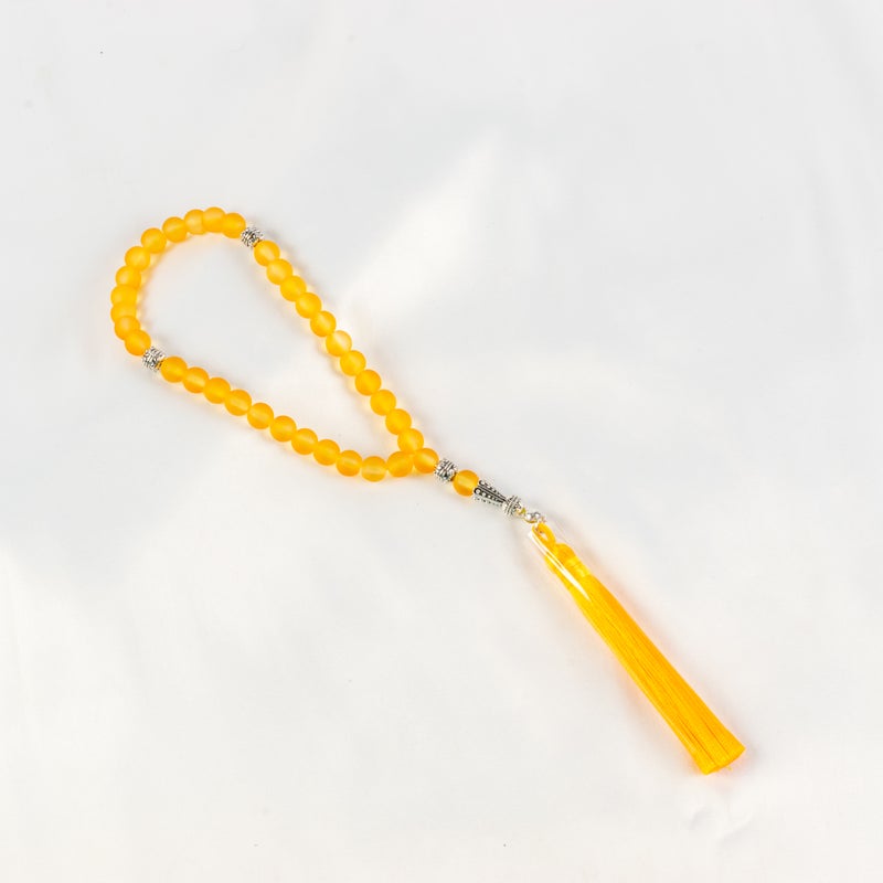 سبحة من حجر الأوبال البرتقالي  الخلاب من 33 حبة - Image 1