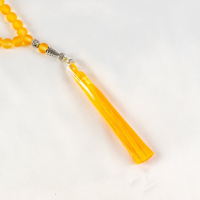 سبحة من حجر الأوبال البرتقالي  الخلاب من 33 حبة - Image 4