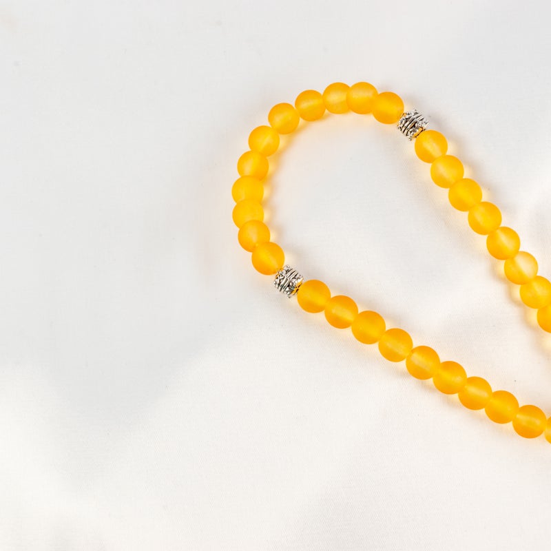 سبحة من حجر الأوبال البرتقالي  الخلاب من 33 حبة - Image 2