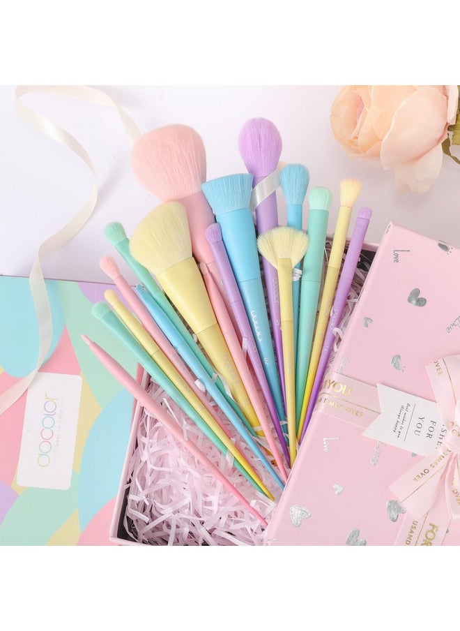 docolor - Makeup Brushes 17 Pcs Colourful Makeup Brush Set Premium Gift Synthetic Kabuki Foundation Blending Face Powder Blush Concealers Eyeshadow Rainbow Make Up Brush Set Dream Of Color - Image 1