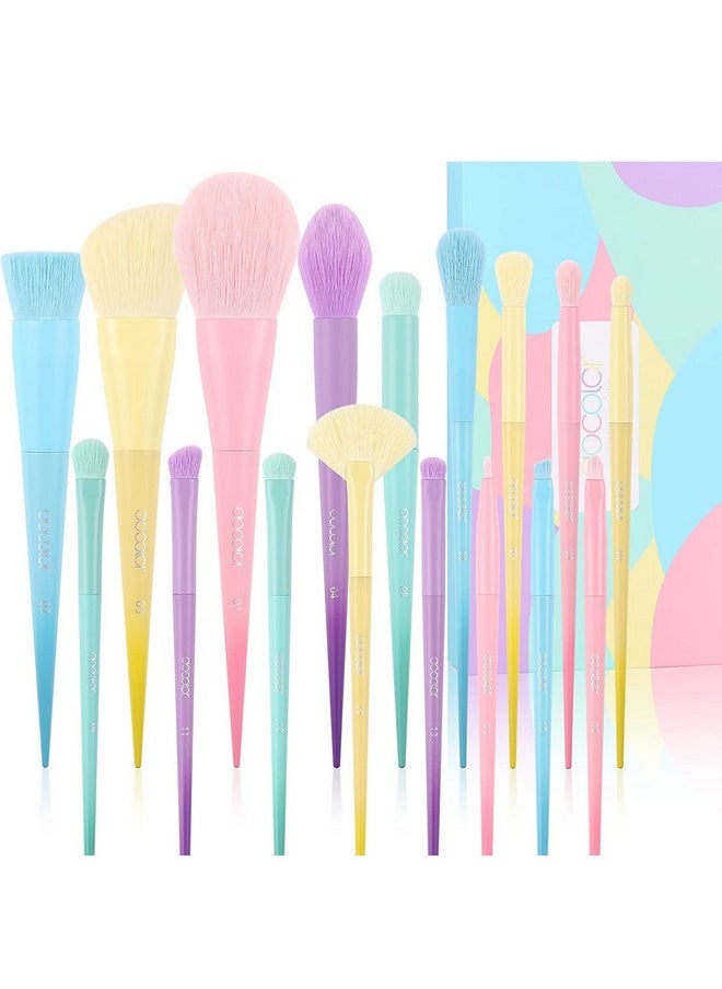 docolor - Makeup Brushes 17 Pcs Colourful Makeup Brush Set Premium Gift Synthetic Kabuki Foundation Blending Face Powder Blush Concealers Eyeshadow Rainbow Make Up Brush Set Dream Of Color - Image 1