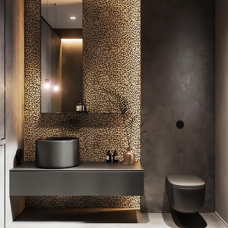 JiffDiff Leopard Print Peel and Stick Wallpaper, Waterproof Removable Self Adhesive Textured Wall Paper, Yellow Unique Funky Cheetah Contact Paper for Bedroom and Bathroom 480"X17.3"(57.6 sq. ft) - Image 4