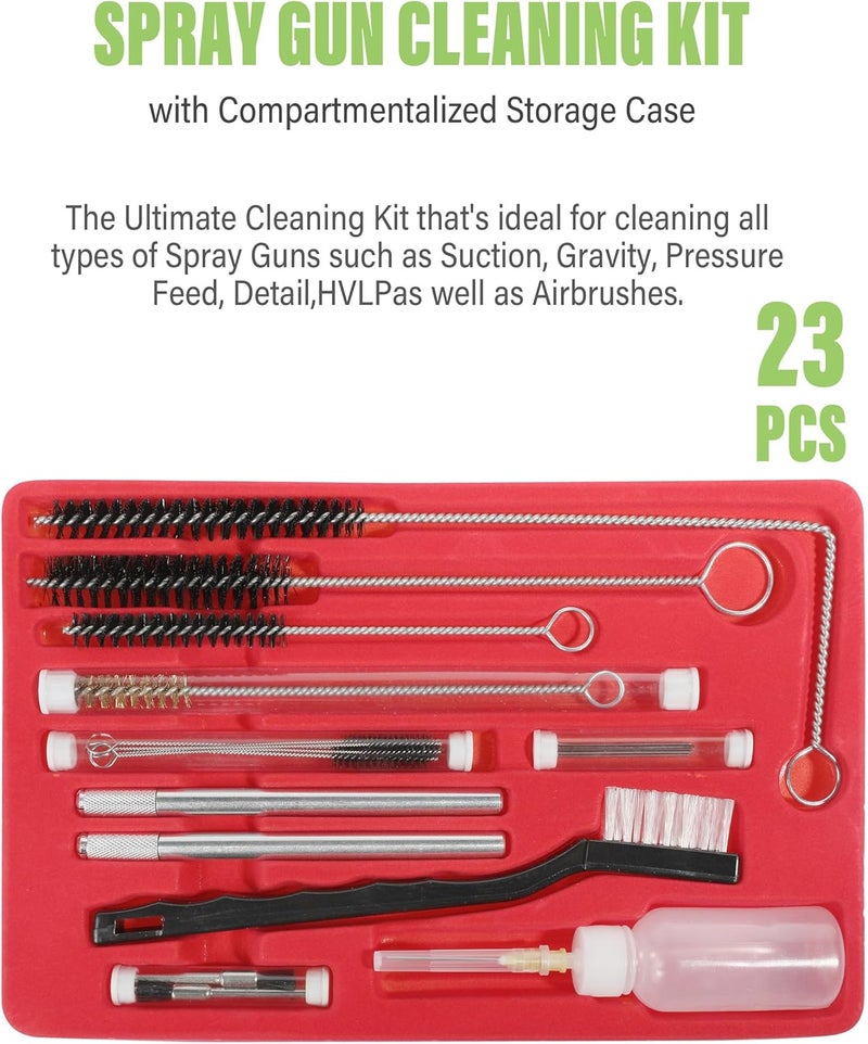 RACOONA 23PCS Air Spray Gun Cleaning Kit,Automotive Use Airbrush Cleaning Kit,Car Accessories Paint Gun Cleaning Kit,Complete Maintenance Set for Cleaning HVLP Spray Guns,Paint Guns,Air Tools,Airbrush Trendy flexible practical build - Image 5