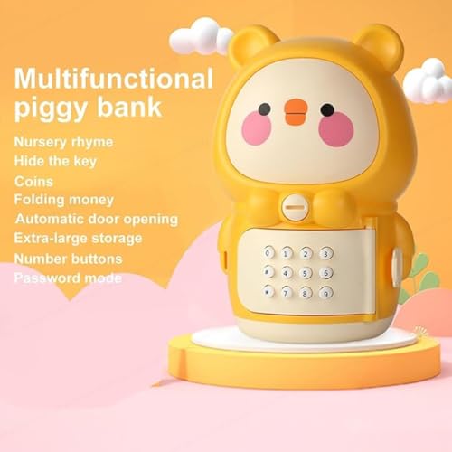 SHAKTISM Cartoon Animal Money Storage Tank for Kids,Electronic Piggy Bank with Music, Keypad & Story Function Secure Coin Bank Safe for Boys & Girls (Chick Design) - Image 5