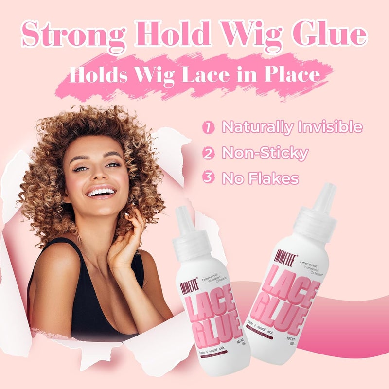 Wig Glue, Lace Glue for Wigs, Strong Hold Transparent Lace Adhesive for Hair Replacement Invisible 80g - Image 5