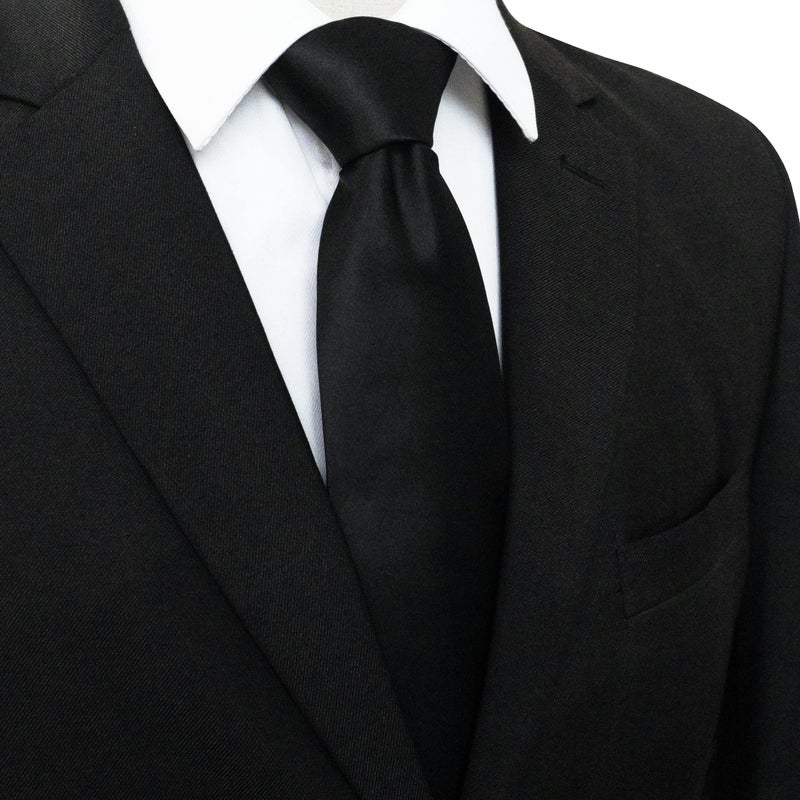 JEMYGINS Black Tie Silk Necktie for Men Business and Wedding - Image 2