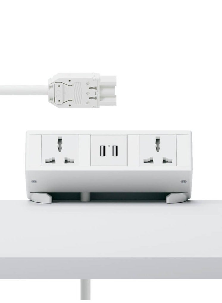 WORKSPACE Interlink Desktop Clamp 4-in-1 Power Module with 2 Universal T-Socket Multi Adaptor, 2 USB Ports (A+C 20W),5.9ft power Extension Cable with GST Male port, power strip, USB Charging - Image 1