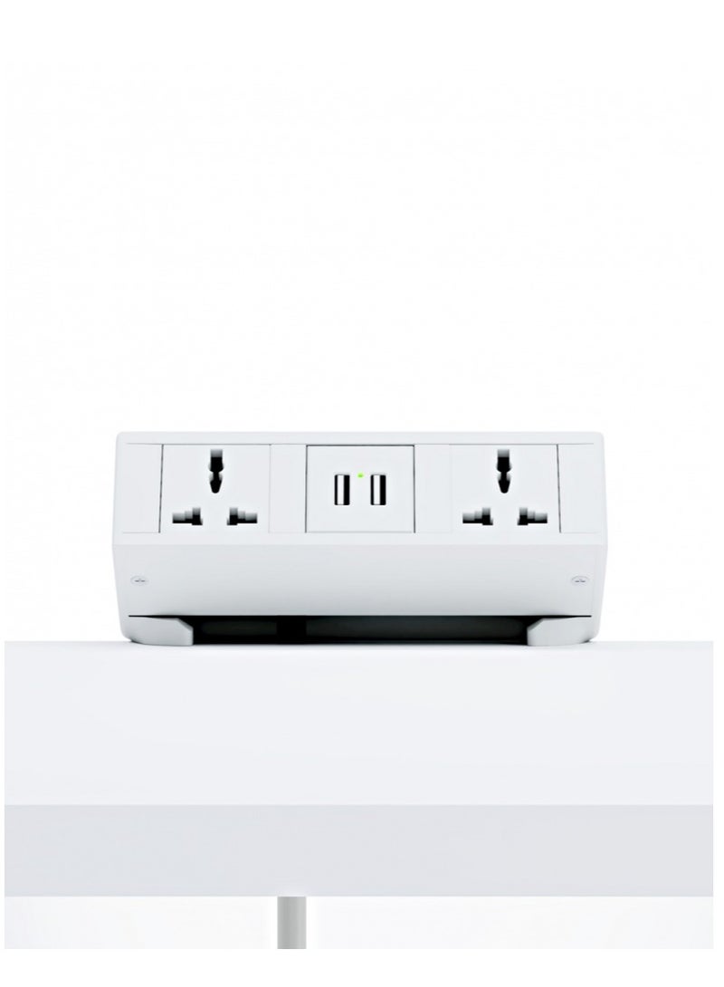 WORKSPACE Interlink Desktop Clamp 4-in-1 Power Module with 2 Universal T-Socket Multi Adaptor, 2 USB Ports (A+C 20W),5.9ft power Extension Cable with GST Male port, power strip, USB Charging - Image 2