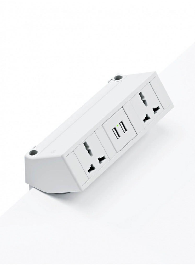 WORKSPACE Interlink Desktop Clamp 4-in-1 Power Module with 2 Universal T-Socket Multi Adaptor, 2 USB Ports (A+C 20W),5.9ft power Extension Cable with GST Male port, power strip, USB Charging - Image 3