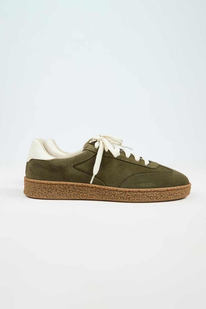 Krahe Palminteri 2 Men's Genuine Leather Lace-up Sneakers Khaki-Ecru - Image 2