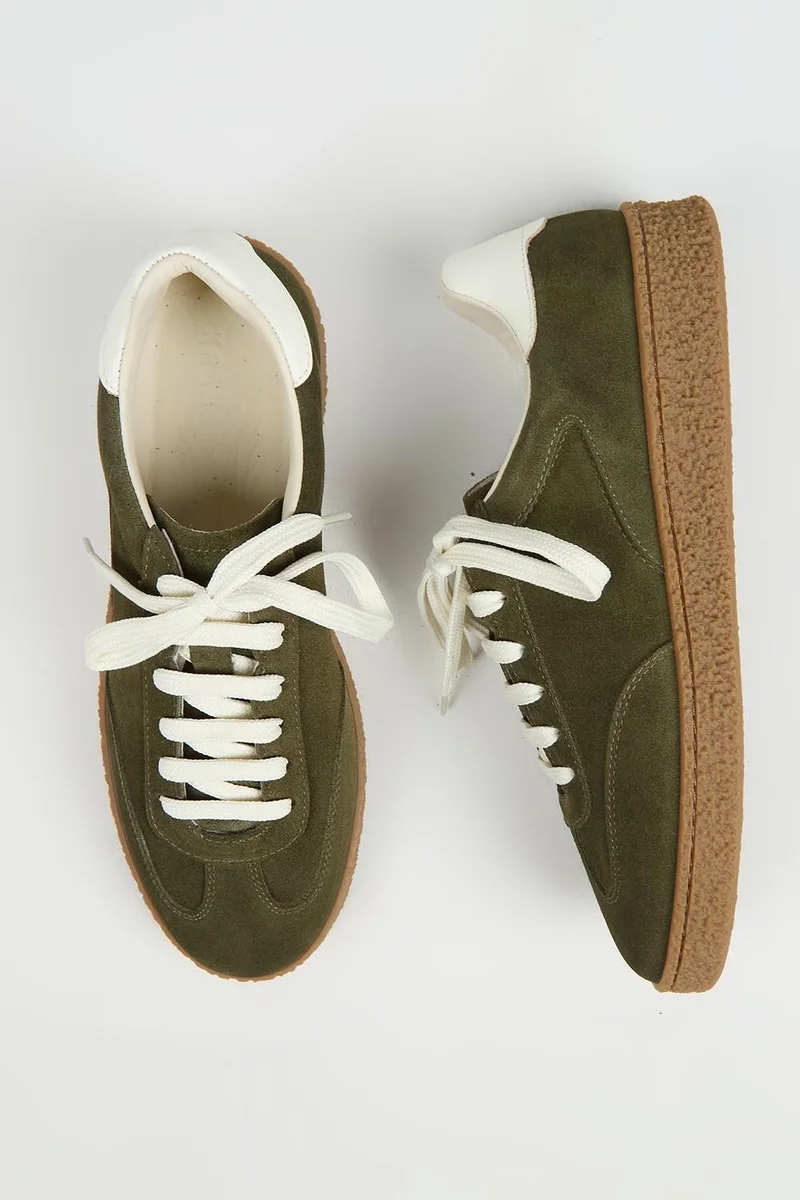 Krahe Krahe Palminteri 2 Men's Genuine Leather Lace-up Sneakers Khaki-Ecru