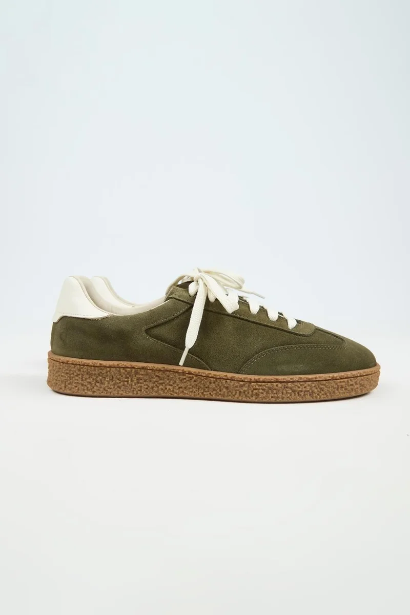 Krahe Krahe Palminteri 2 Men's Genuine Leather Lace-up Sneakers Khaki-Ecru