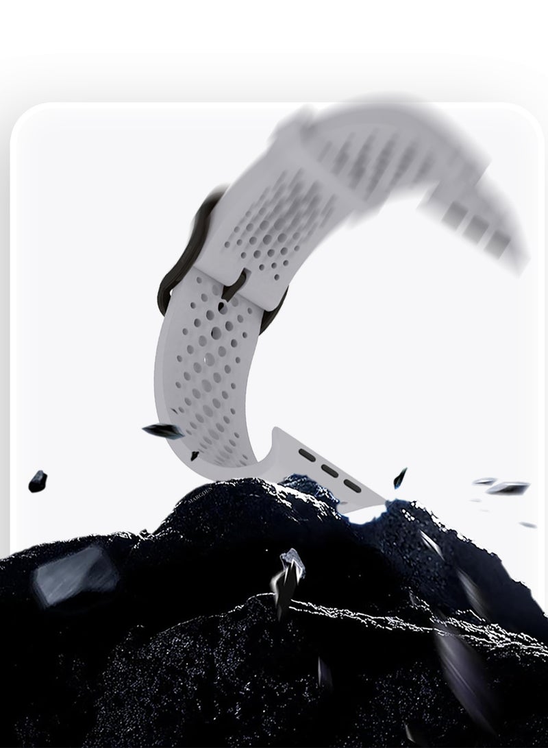 CATANES حزام ساعة رياضي من السيليكون مقاس 49mm/45mm/44mm متوافق مع ساعة آبل سيريس 9/8/7/6/5/4/3/2/1 و SE - حزام ناعم وقابل للتنفس مع مشبك - رمادي - Image 5