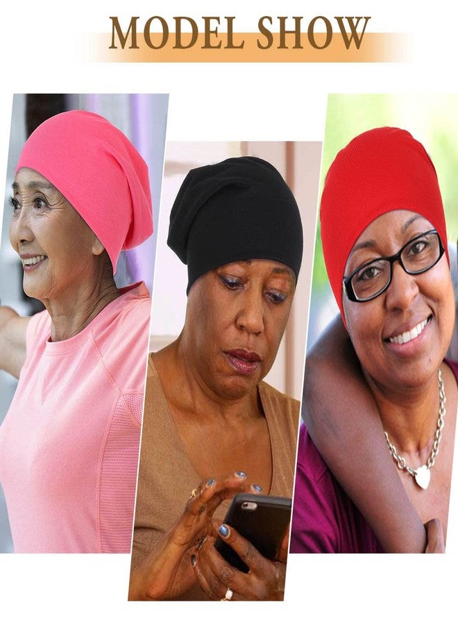Bohend Bohemian Beanie Hats Headwear Cap Stretch Non Slip Bandanas Sleep Turbans Hats for Women Men Close top Head Covering (3 Pack) (Pure Color Style) Multicolor - Image 4