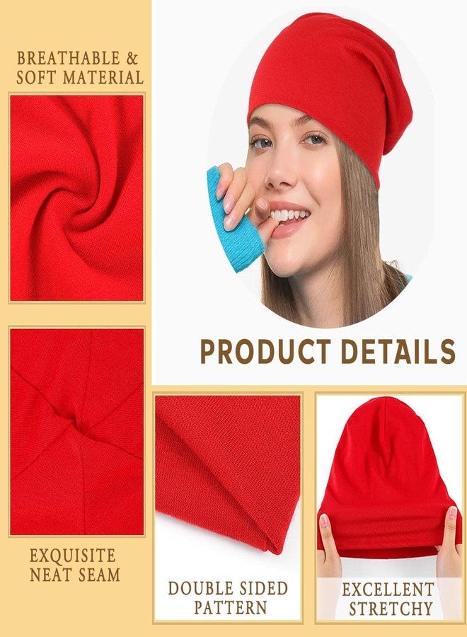 Bohend Bohemian Beanie Hats Headwear Cap Stretch Non Slip Bandanas Sleep Turbans Hats for Women Men Close top Head Covering (3 Pack) (Pure Color Style) Multicolor - Image 3