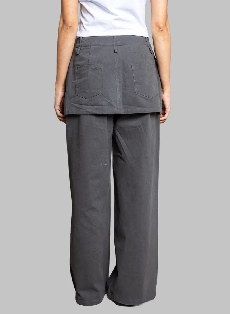Bond Dark Gray Dark Grey Skirt Pants with Overlay – High Waist Wide Leg for Women | Best Price UAE