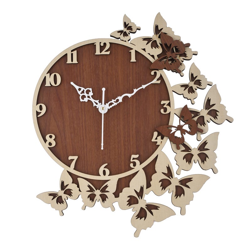 Nozvera 15 Inch Silent Non-Ticking Wooden Wall Clock for Home Stylish Wall Clock for Home Living Room Bedroom Office Hall (Wooden) - Image 5