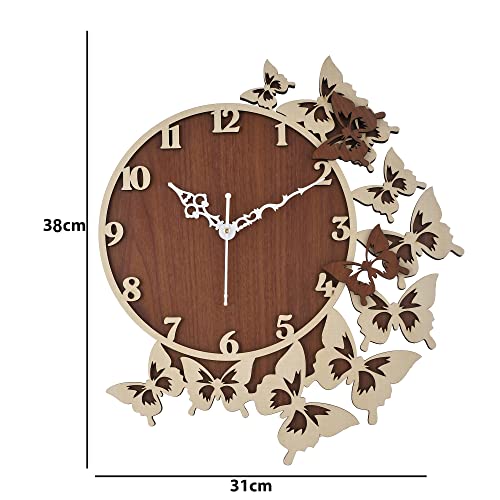Nozvera 15 Inch Silent Non-Ticking Wooden Wall Clock for Home Stylish Wall Clock for Home Living Room Bedroom Office Hall (Wooden) - Image 4