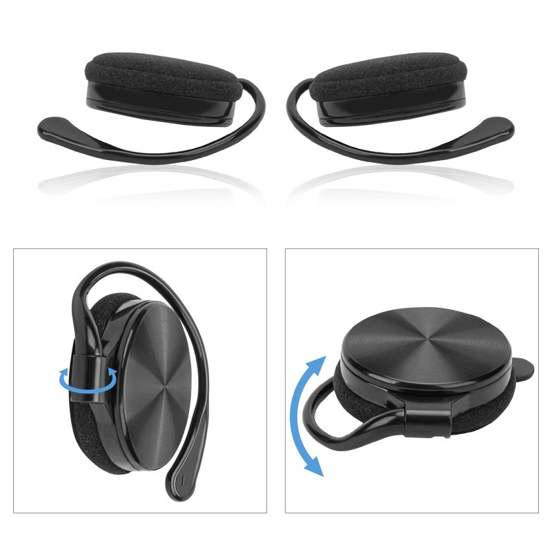Geekria GEEKRIA Wired Clip On Ear Headphones, Portable Hook On Ear Headphones with Microphone and Call Controller Compatible with Android, Avoid Headphone Hair (Black)  - Image 3