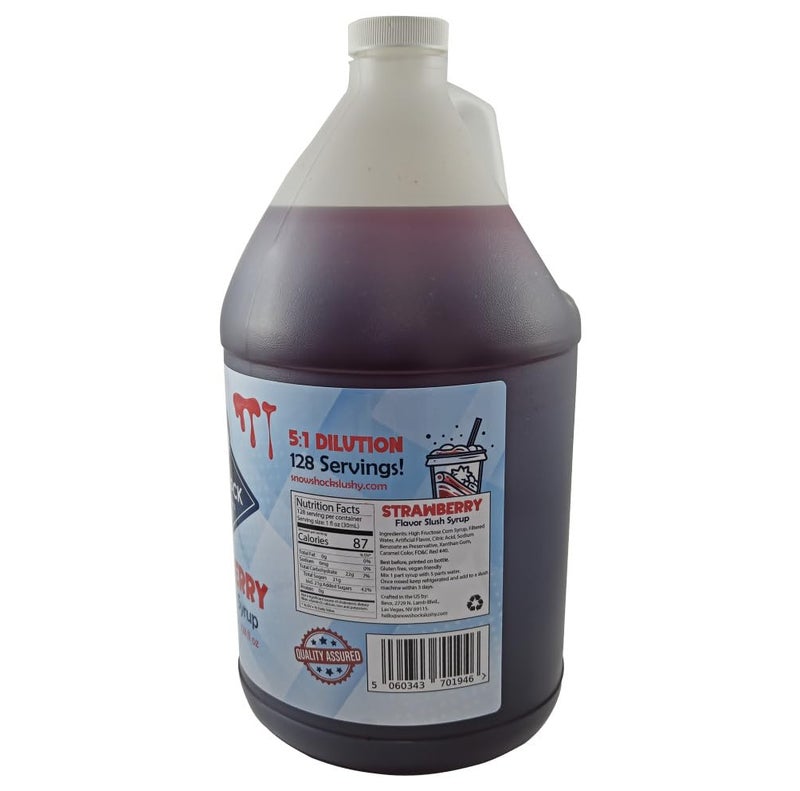 SnowShock Slush Syrup Twin Pack, Blue Raspberry & Strawberry 1 Gallon of each, 5:1 Dilution, for all Slushie Machines - Image 5