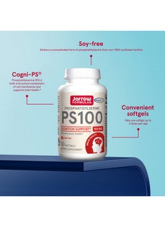 jarrow formulas Ps100100 Mg Phosphatidylserine (Ps) From Sunflower Lecithin (Soyfree) 30 Servings (Softgels) Promotes Brain Health & Cognition Support Dietary Supplement Gluten Free  - Image 5