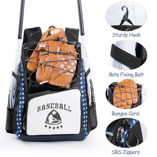 VIGEGARI Kids Baseball Bag for Boys 8-12 - Baseball Backpack for Boys 5-8 - Girls Softball Bag - Youth Baseball Bag for T-Ball, Softball Equipment, Baseball Gear, Bat Bag for Boys, Girls - Image 5