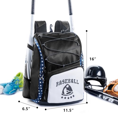 VIGEGARI Kids Baseball Bag for Boys 8-12 - Baseball Backpack for Boys 5-8 - Girls Softball Bag - Youth Baseball Bag for T-Ball, Softball Equipment, Baseball Gear, Bat Bag for Boys, Girls - Image 3