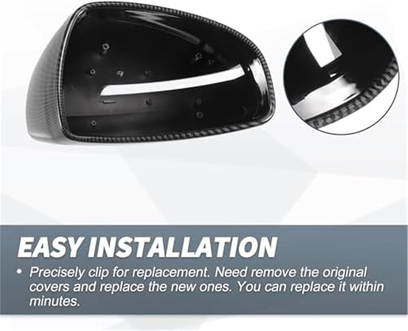 QASULER Carbon Fiber Mirror Cover Caps for TT TTS TTRS MK2 - Image 4
