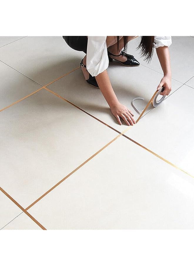 Generic - Metalized Polyester Tape Polished Gold Decor Sticker For Wall Floor Decoration Tiles Gaps Stickers Wallpaper Polyester Mylar Film Tape 2 Pcs With Acrylic Adhesive 1Cm*50M For Diy Home Kitchen - Image 1