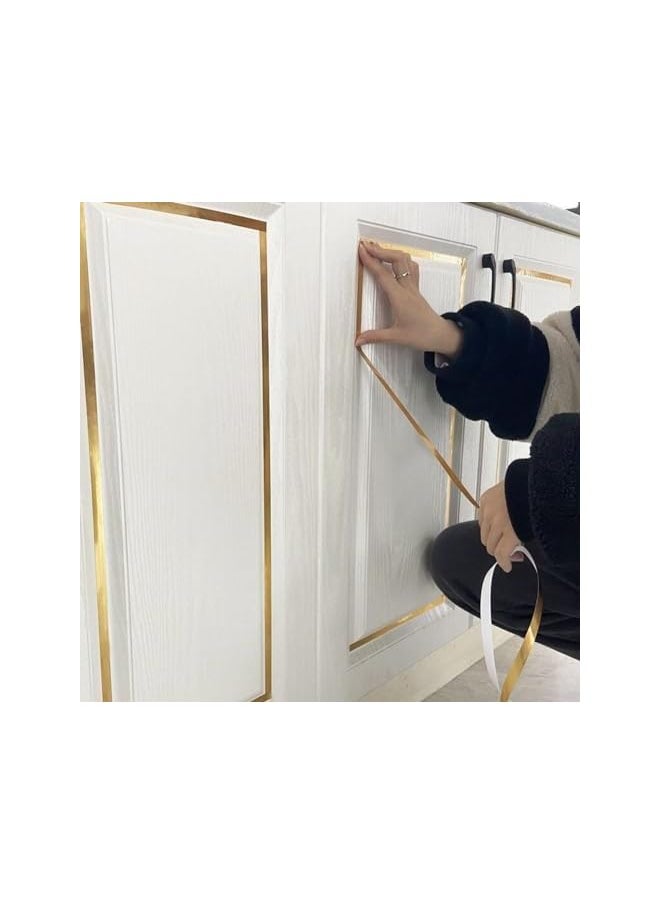 Generic - Metalized Polyester Tape Polished Gold Decor Sticker For Wall Floor Decoration Tiles Gaps Stickers Wallpaper Polyester Mylar Film Tape 2 Pcs With Acrylic Adhesive 1Cm*50M For Diy Home Kitchen - Image 1