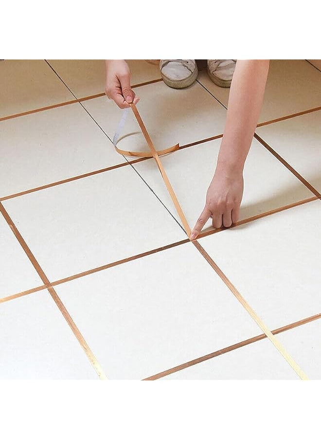 Generic - Metalized Polyester Tape Polished Gold Decor Sticker For Wall Floor Decoration Tiles Gaps Stickers Wallpaper Polyester Mylar Film Tape 2 Pcs With Acrylic Adhesive 1Cm*50M For Diy Home Kitchen - Image 1
