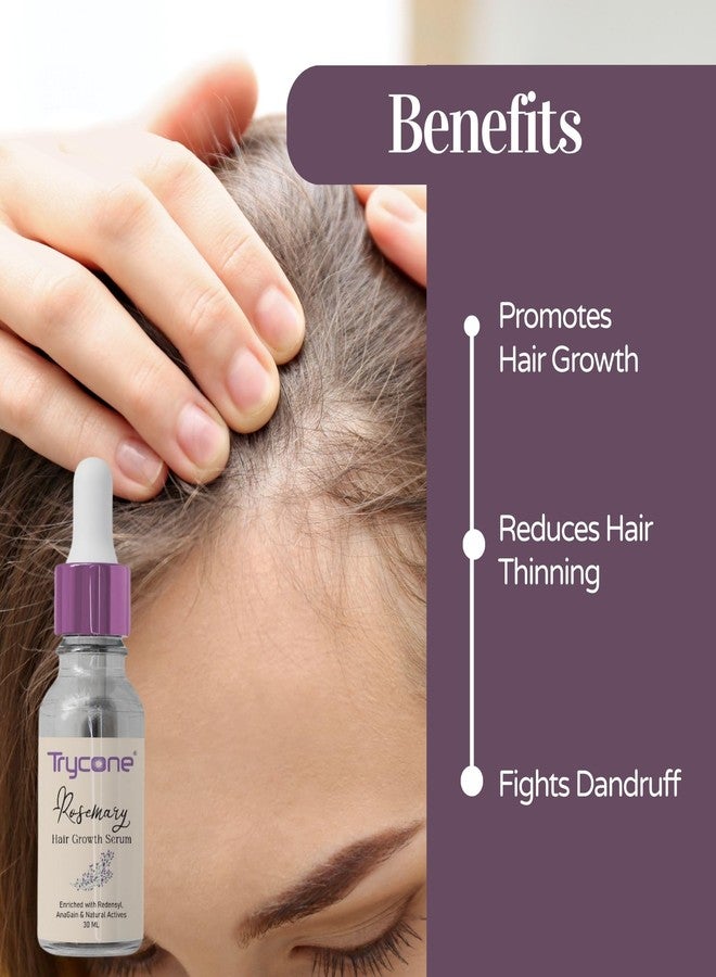 Trycone Rosemary Hair Growth Serum with Redensyl, Anagain, Biotin & Rice Water - Reduces Hair Thinning, Strengthens & Promotes Hair Regrowth - 30 ml - Image 3