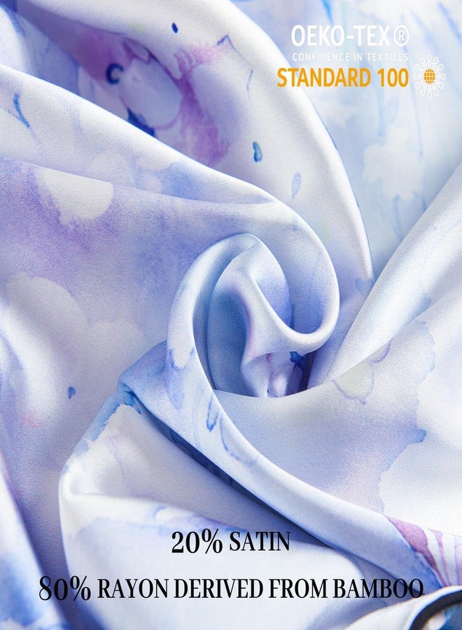 YIYEA Rayon Derived from Bamboo Satin Pillow Case, Similar to Silk, Zipper Closure, Standard Size, Floral - Image 2
