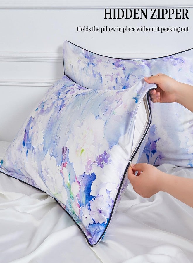 YIYEA Rayon Derived from Bamboo Satin Pillow Case, Similar to Silk, Zipper Closure, Standard Size, Floral - Image 5