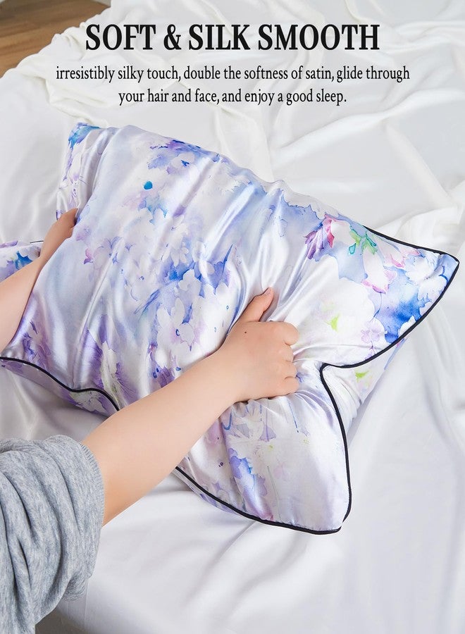 YIYEA Rayon Derived from Bamboo Satin Pillow Case, Similar to Silk, Zipper Closure, Standard Size, Floral - Image 3