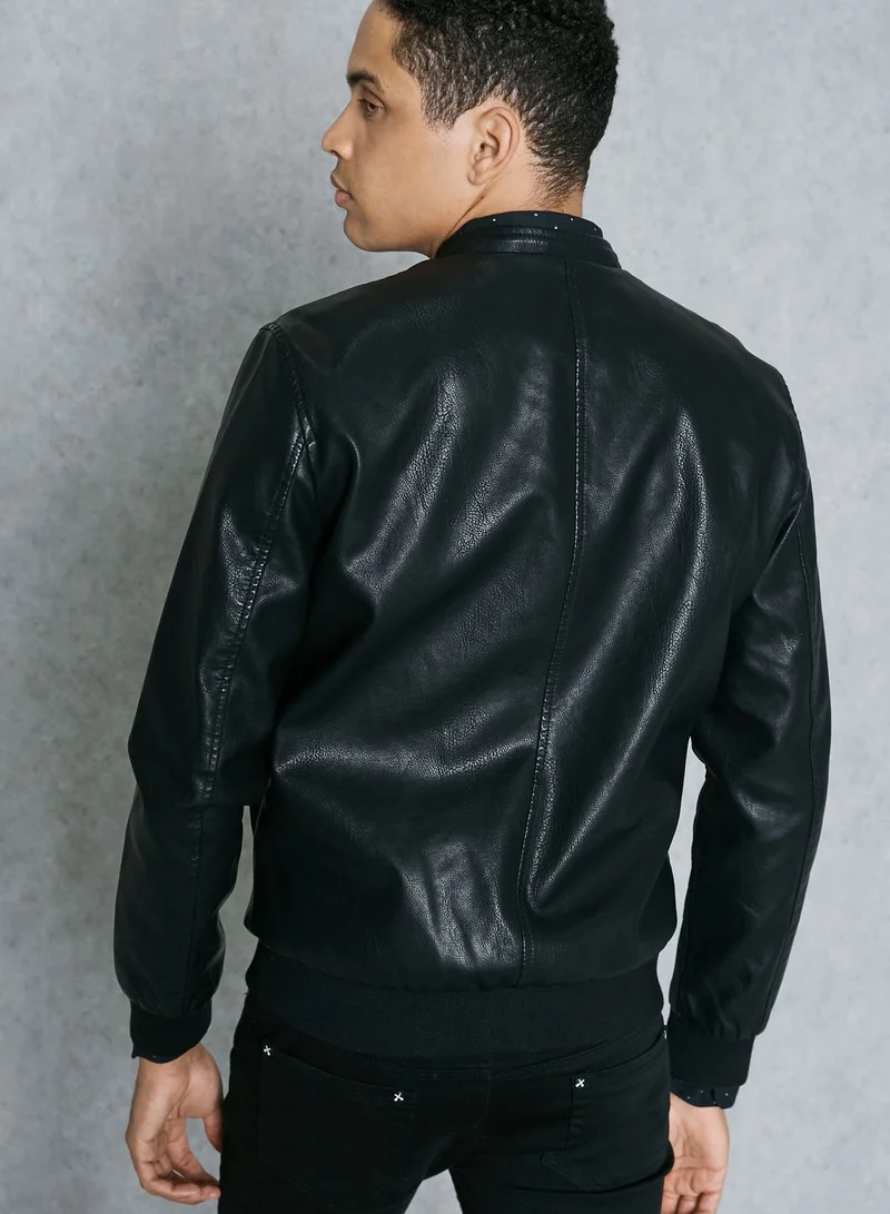 Only & Sons Camp PU Bomber Jacket