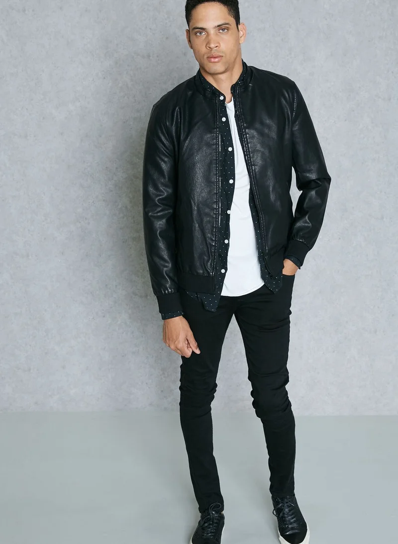 Only & Sons Camp PU Bomber Jacket