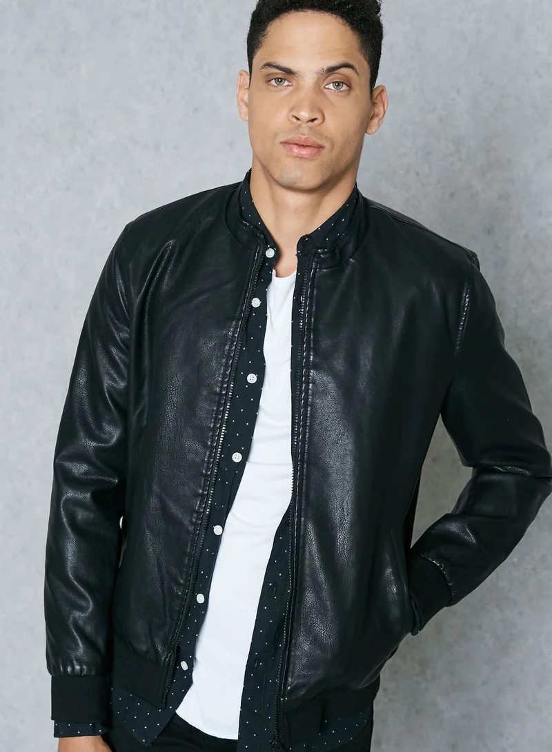 Only & Sons Camp PU Bomber Jacket