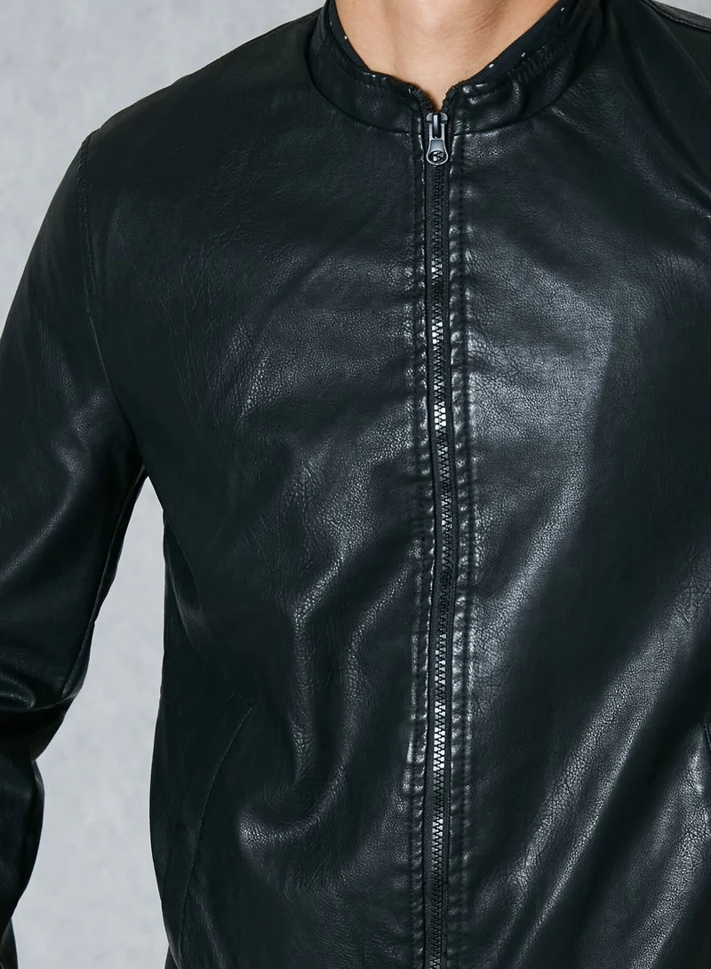 Only & Sons Camp PU Bomber Jacket