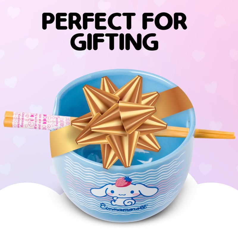 Silver Buffalo Hello Kitty and Friends Cinnamoroll Strawberry Ceramic Ramen Noodle Rice Bowl with Chopsticks, Microwave Safe, 20 Ounces - Image 5